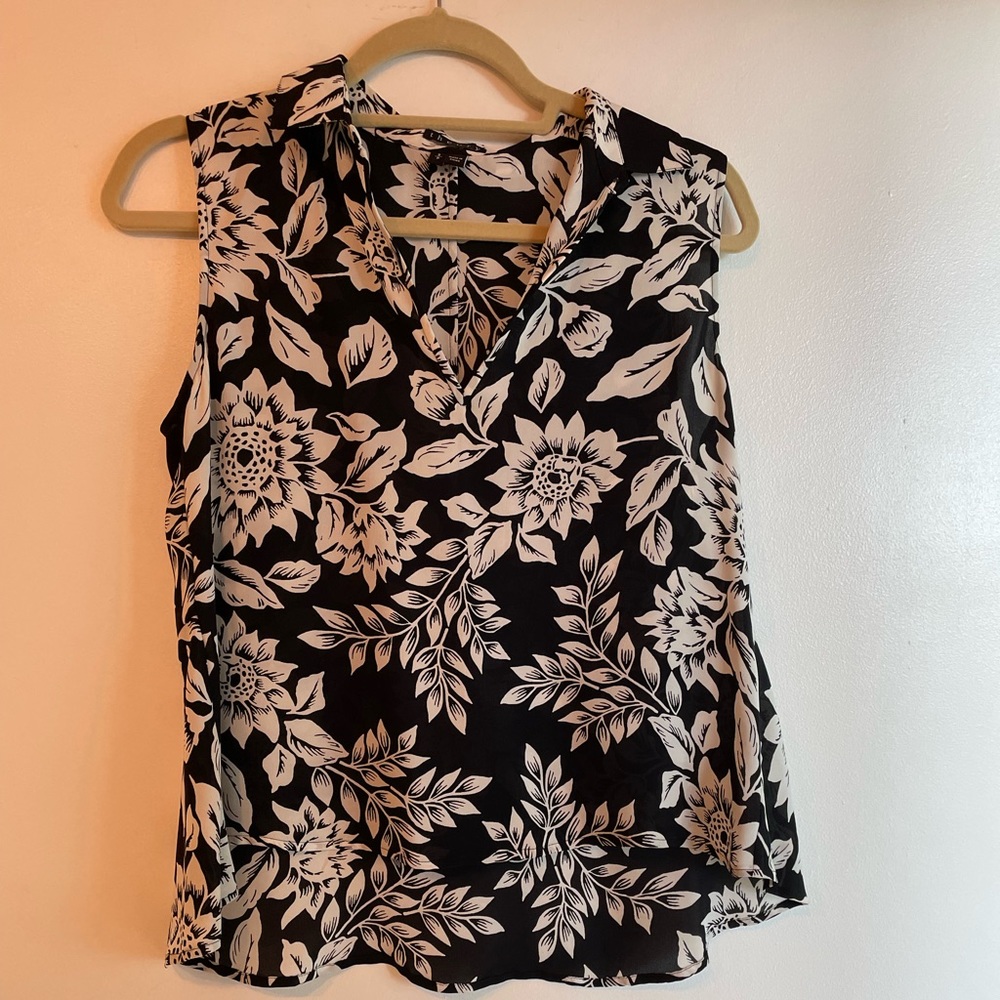 Theory silky collared short sleeve blouse